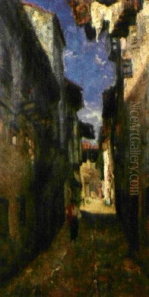 Rue D'un Village Du Sud-ouest Oil Painting by Gustave Henri Colin