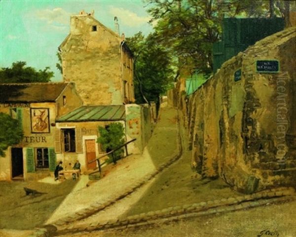 Rue Des Saules A Montmartre Oil Painting by Gustave Henri Colin