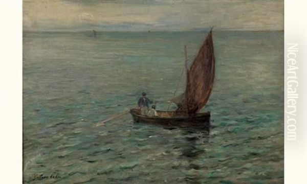 Bateau Au Large Oil Painting by Gustave Henri Colin