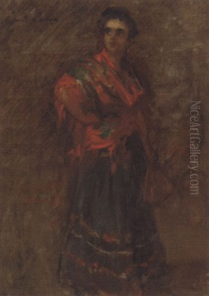 Study Of A Young Spanish Girl Oil Painting by Gustave Henri Colin