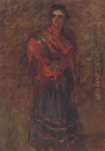 Study Of A Young Spanish Girl Oil Painting by Gustave Henri Colin