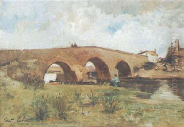 Romische Brucke Oil Painting by Gustave Henri Colin