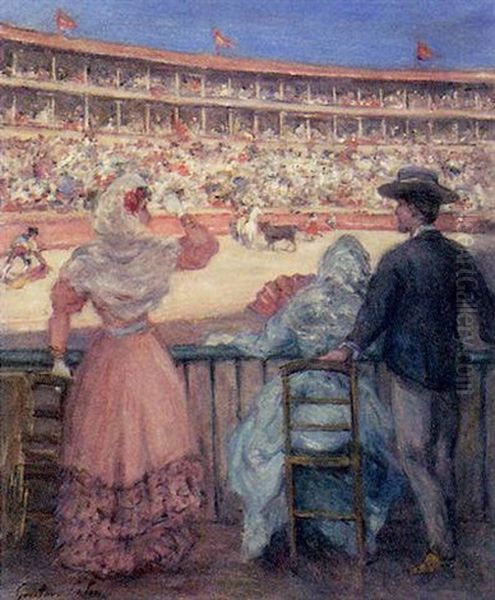 Corrida, Vue D'une Loge Oil Painting by Gustave Henri Colin