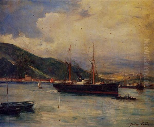 Vapeur Mixte Dans Une Baie Au Pays Basque Oil Painting by Gustave Henri Colin