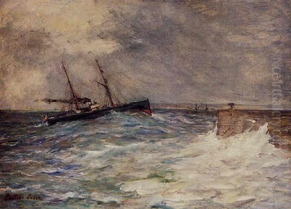 Vapeur Rentrant Au Port by Gustave Henri Colin