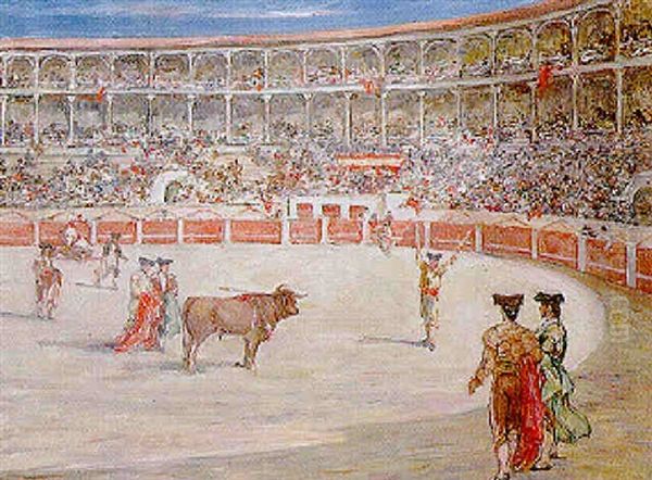 Scene De Tauromachie Oil Painting by Gustave Henri Colin