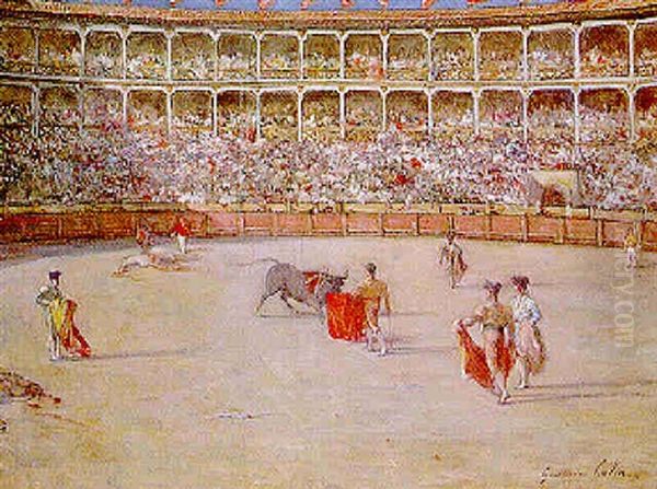 Scene De Tauromachie by Gustave Henri Colin