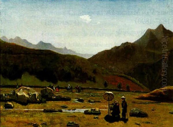 Peintres Sur Le Motif Dans Les Pyrenees Oil Painting by Gustave Henri Colin