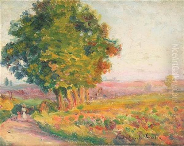 Trees In A Landscape Oil Painting by Paul-Emile Colin