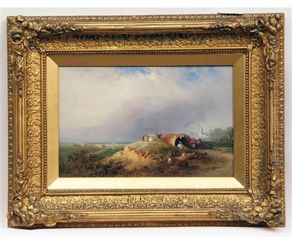 Gypsy Encampment On A Summers Day Oil Painting by Samuel David Colkett