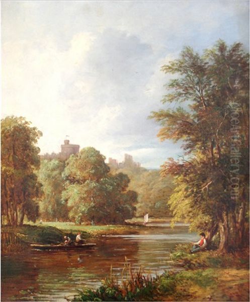 On The Thames: View Of Windsor Castle; View Of Hampton Court (2 Works) by Samuel David Colkett