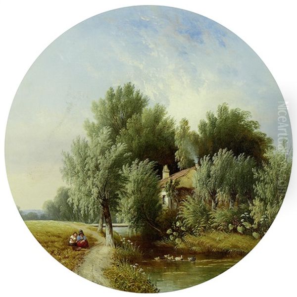 On The Cam, Near Cambridge Oil Painting by Samuel David Colkett