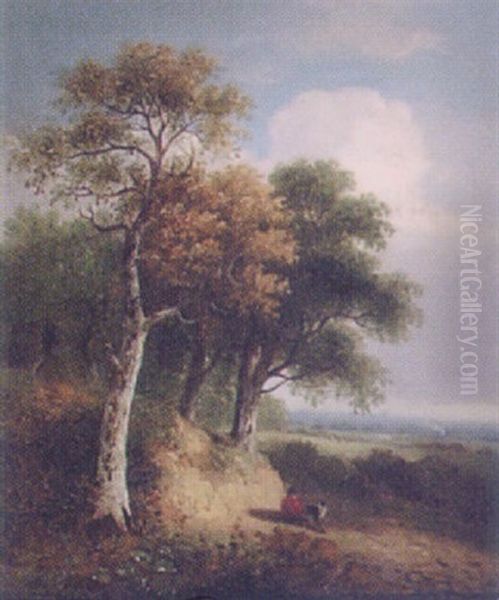 Landscape With Trees Oil Painting by Samuel David Colkett