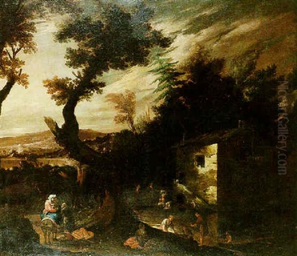 The Rest On The Flight Into Egypt Oil Painting by Francisco Collantes