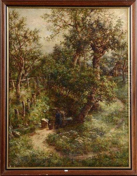 Lavandiere Au Ruisseau Oil Painting by Marie Henrotin Collart