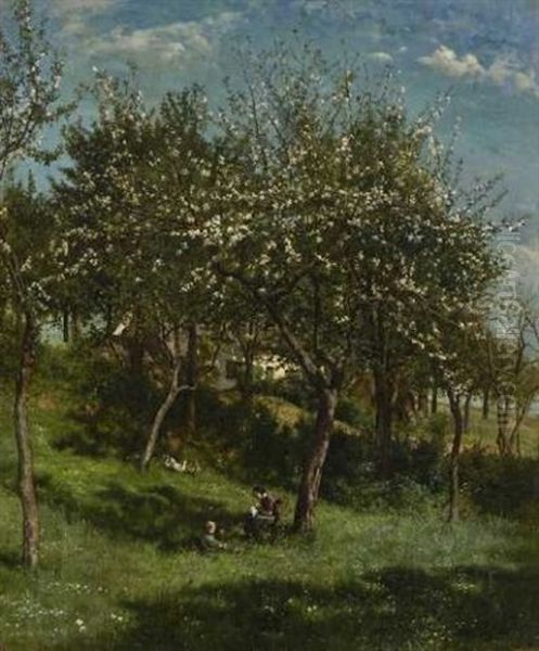 Im Bluhenden Obstgarten Oil Painting by Marie Henrotin Collart