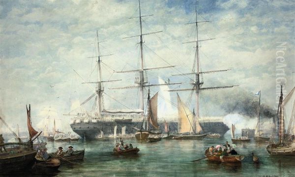 An Emigrant Ship Preparing To Depart Oil Painting by Henry Andrews