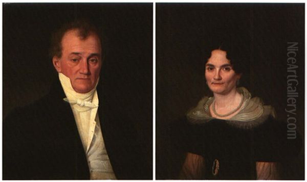 Dr. Yves Julien Joseph Lemonnier (+ Marie Charlotte Aimee Bouchet Saint Martin Lemonnier; Pair) Oil Painting by Louis Antoine Collas