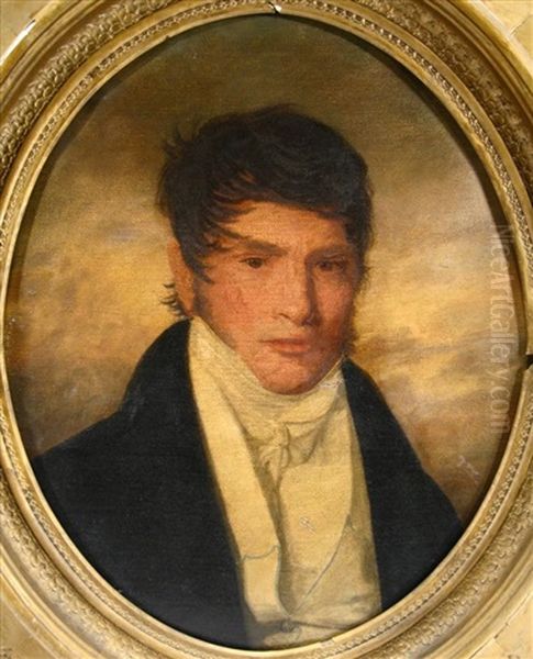 Portrait Of Man In White Tie Oil Painting by Louis Antoine Collas