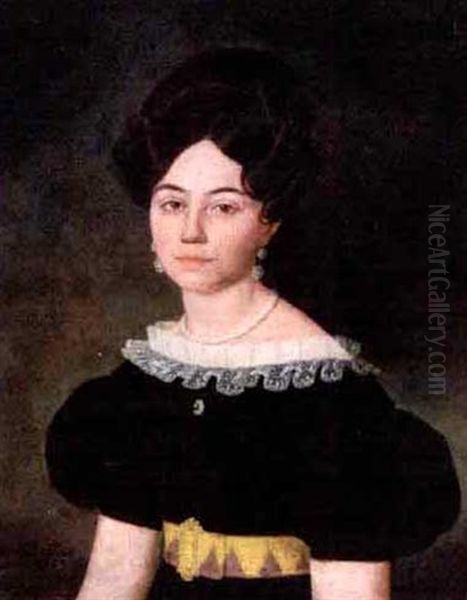 Portrait Of A New Orleans Lady Oil Painting by Louis Antoine Collas