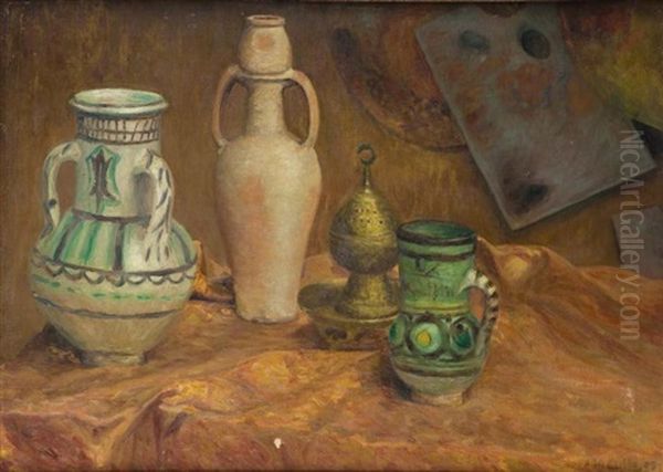 Nature Morte Aux Poteries Orientales Oil Painting by Michel Auguste Colle