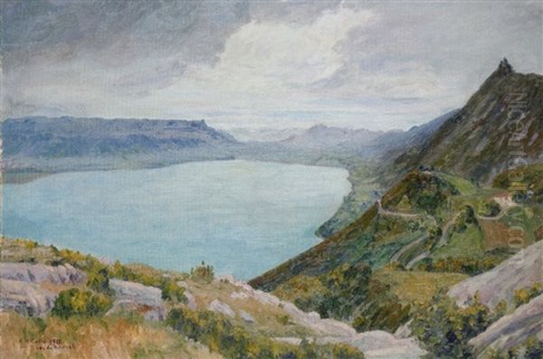 Le Lac Du Bourget, Savoie Oil Painting by Michel Auguste Colle