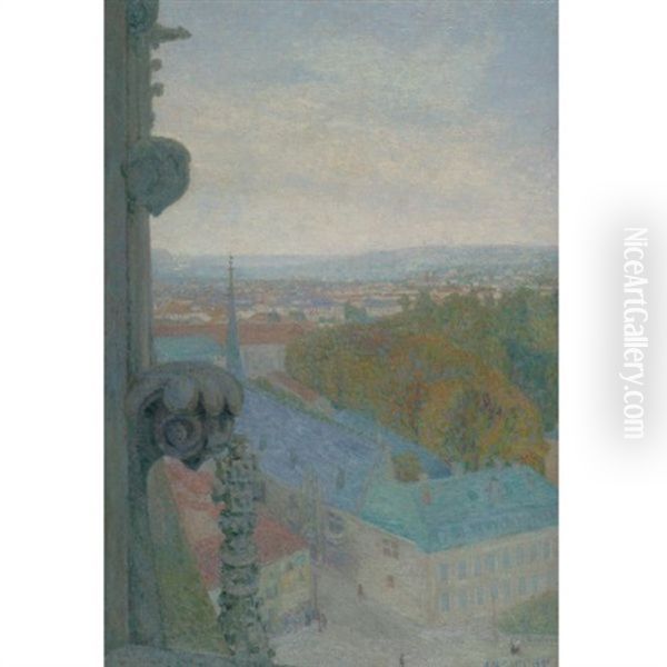 Nancy, Vue De La Cathedrale, Saint Eprve-automne Oil Painting by Michel Auguste Colle