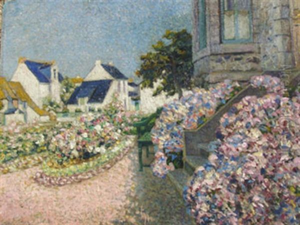 Hortensias A Quiniac Oil Painting by Michel Auguste Colle