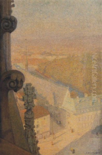 Gargouille, Vue De La Cathedrale De Toul Oil Painting by Michel Auguste Colle