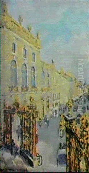 La Rue Des Dominicains A Nancy Oil Painting by Michel Auguste Colle