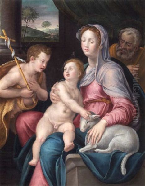 La Sainte Famille Oil Painting by Raffaelo Colle