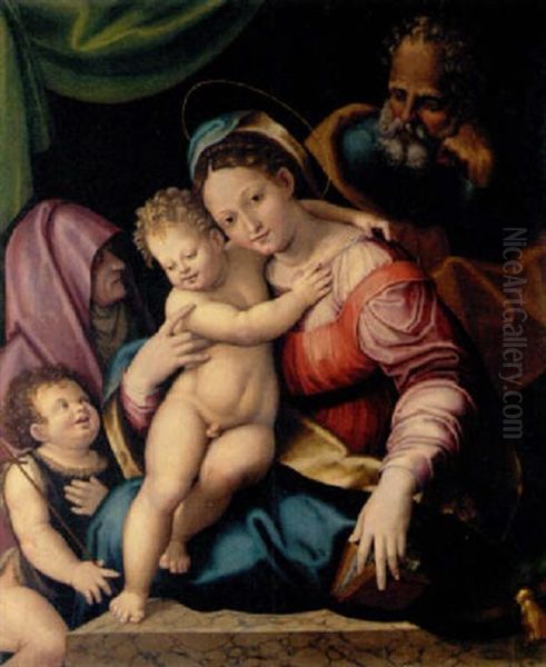 The Holy Family With Saint Elizabeth And The Infant Saint John The Baptist Oil Painting by Raffaelo Colle