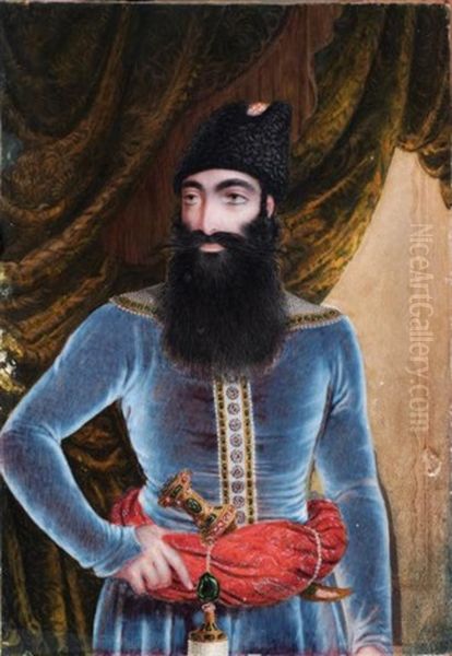 Portrait Du Prince Heritier Abbas Mirza Qajar Oil Painting by Henry Collens