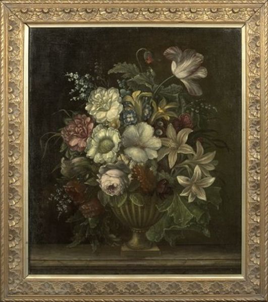 Still Life With Bouquet Of Flowers In A Vase Oil Painting by Fredrik Jonas Lucian Botfield Collett