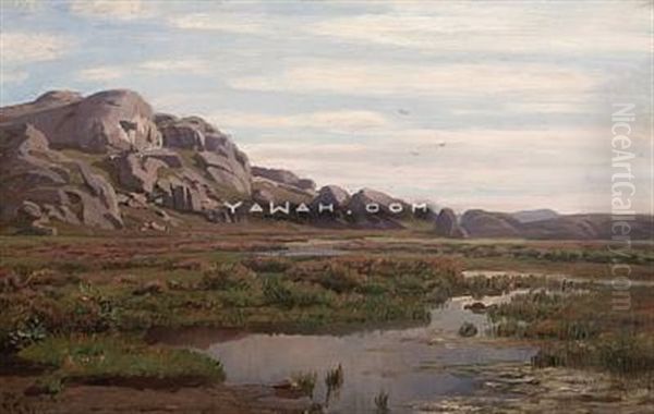 Myrlandskap Oil Painting by Fredrik Jonas Lucian Botfield Collett