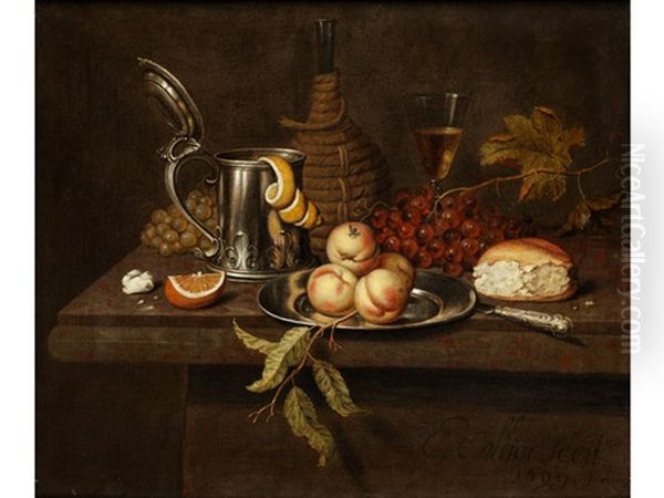 Stillleben Mit Zinnkrug Und Zinnschale Oil Painting by Edward Collier