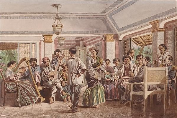 Dancing In A Philippine Inn Oil Painting by Henry Charles Andrews