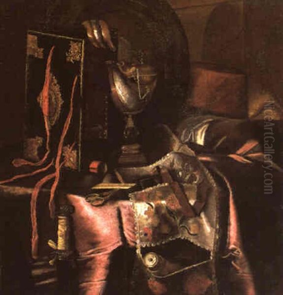 Ein Vanitas-stilleben Mit Nautiluspokal Oil Painting by Edward Collier