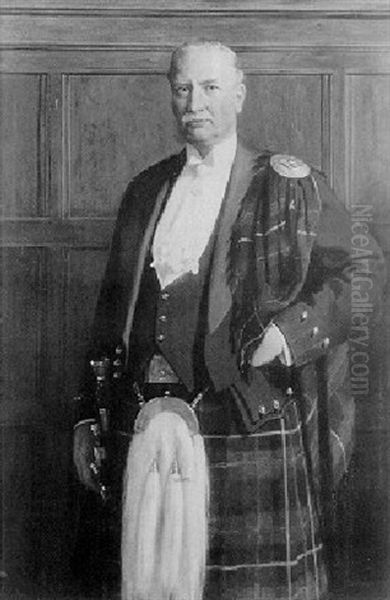 Portrait Of Sir George W. Paton, Standing Three-quarter Length, Wearing Kilt Oil Painting by John Collier