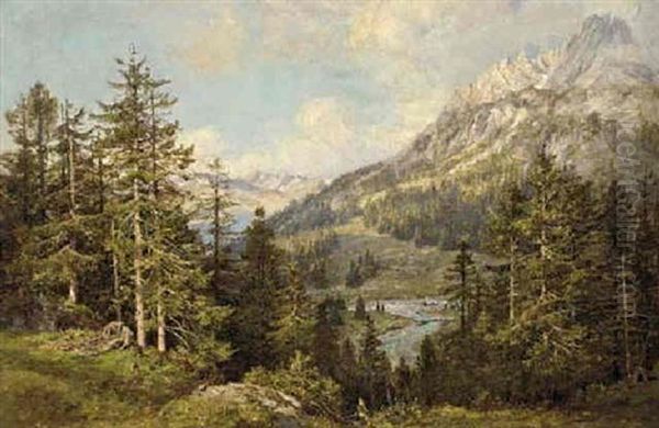 The Swiss Alps Oil Painting by Robert Porrett (Sir) Collier