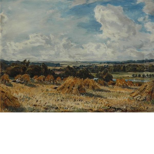 Cornfield Near Kintbury Oil Painting by Thomas (Tom) Collier