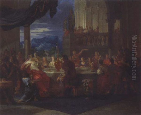 Le Repas De Cleopatre Oil Painting by Hyacinthe Collin de Vermont