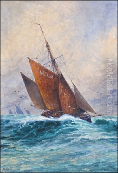 Stormy Seas Oil Painting by Alfred Collin