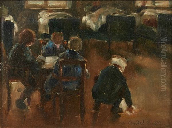 Scene D'hopital - Salle Commune Oil Painting by Andre Collin