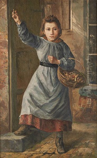 La Jeune Fille Au Panier Garni Oil Painting by Andre Collin