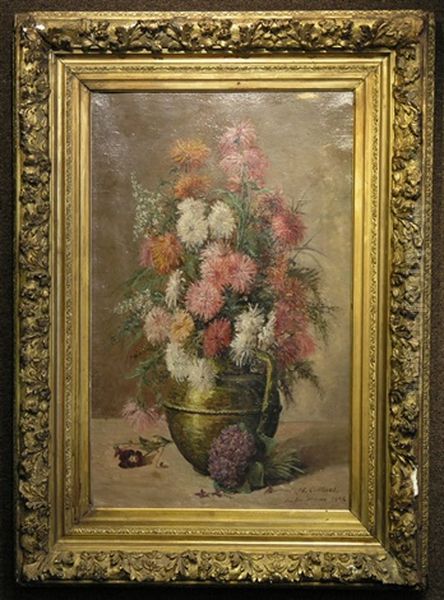 Still Life With Hydrangea And Chrysanthemums Oil Painting by Henri Alexandre Collinet