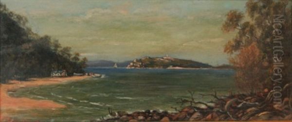 Sydney Harbour Near Bradleys Head Oil Painting by George Alphonse de Tourcey Collingridge