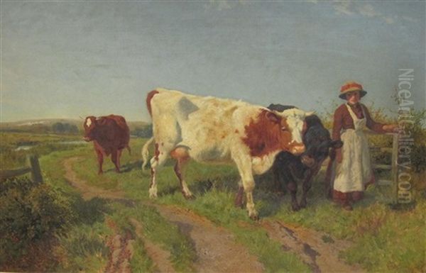 Bringing The Cows Home Oil Painting by Charles Collins II