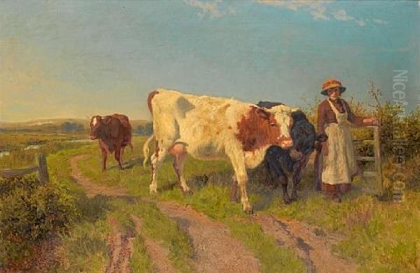 The Cow-girl Oil Painting by Charles Collins II