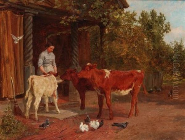 Feeding Time Oil Painting by Charles Collins II